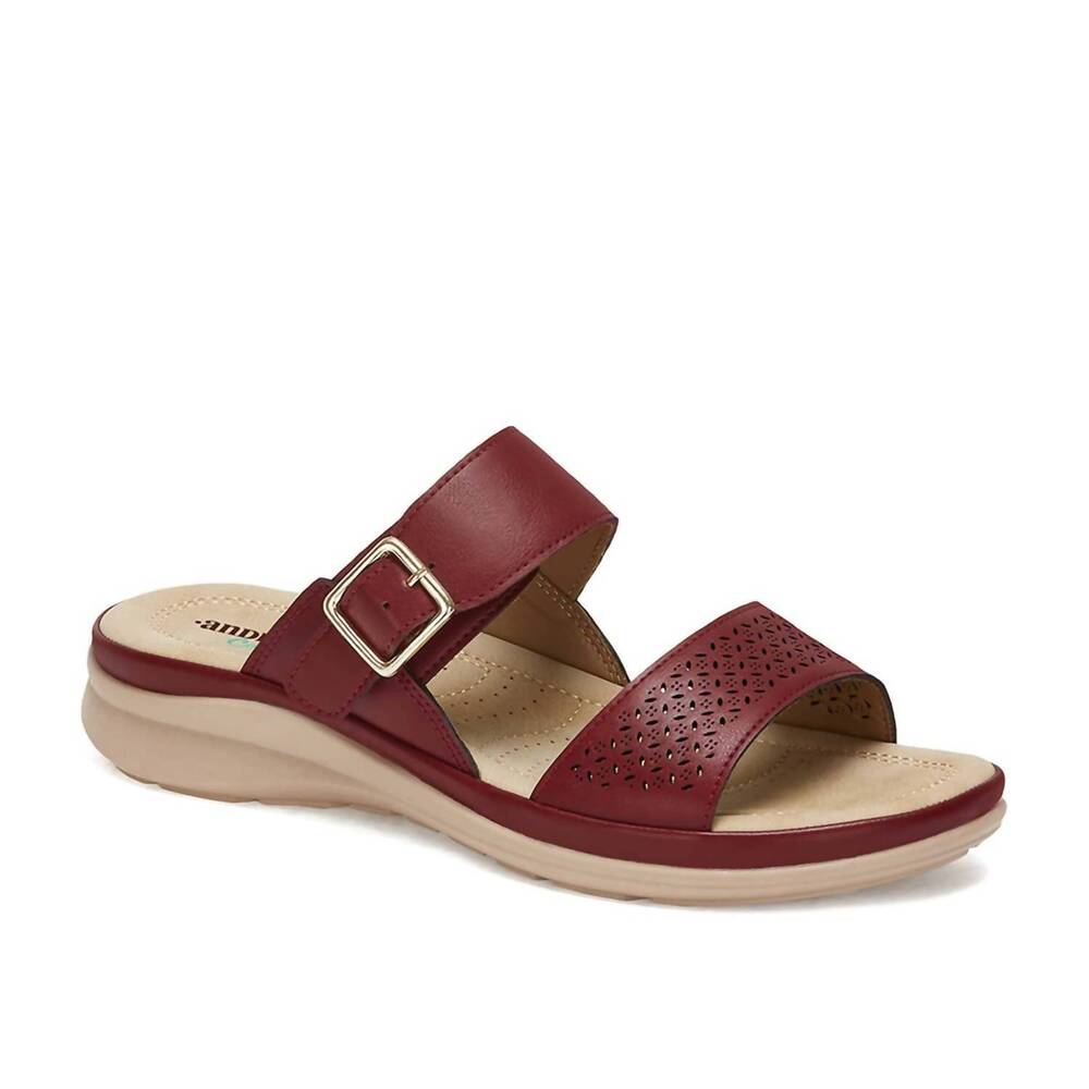 NEW ANDREA women's comfort padded footbed sandals in burgundy